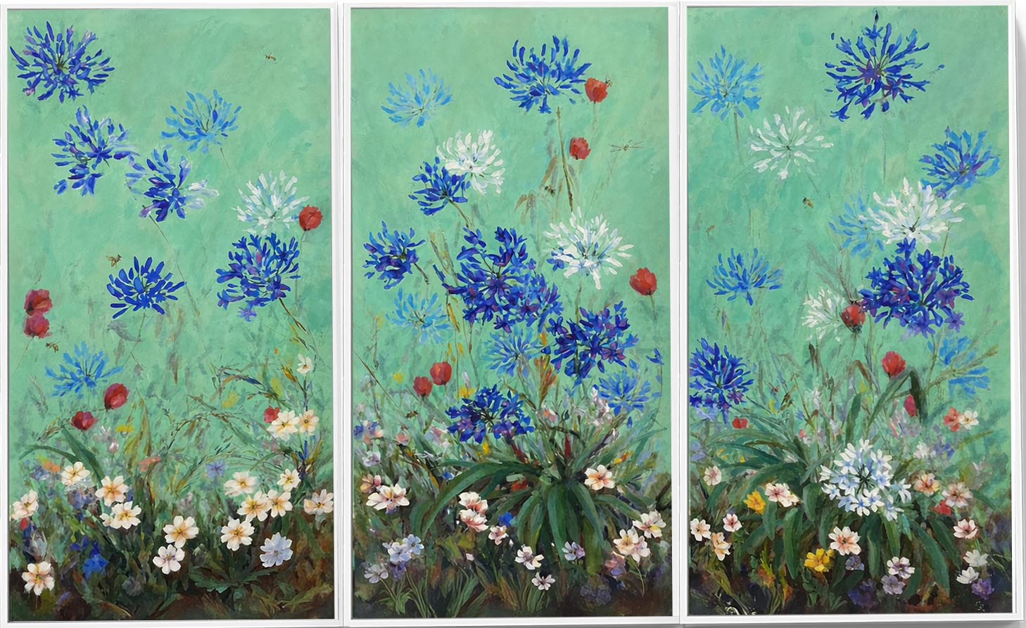 Agapanthus Fireworks Garden Party [Triptych]